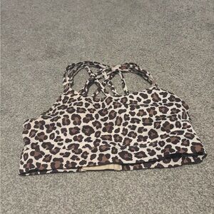 Pumping and Nursing Sports Bra Sweat&Milk Leopard Print Strappy Bralette